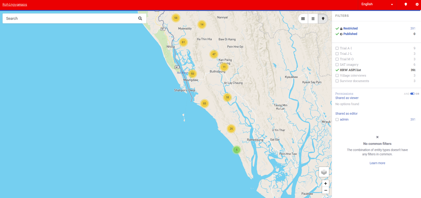 Hình: kết hợp thông tin địa lý, đánh dấu các ngôi làng bị tiêu diệt trên bản đồ